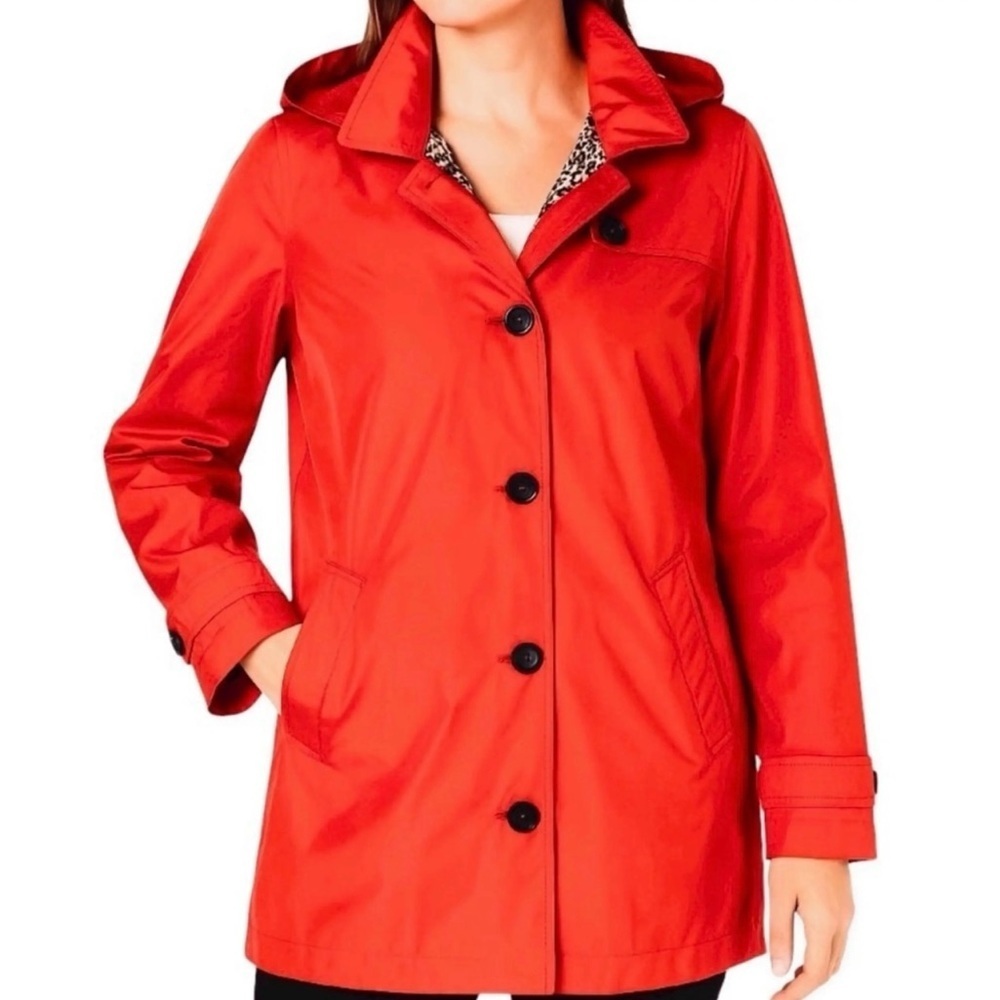 Weatherproof Women's Vibrant Red Hooded Trench Coat